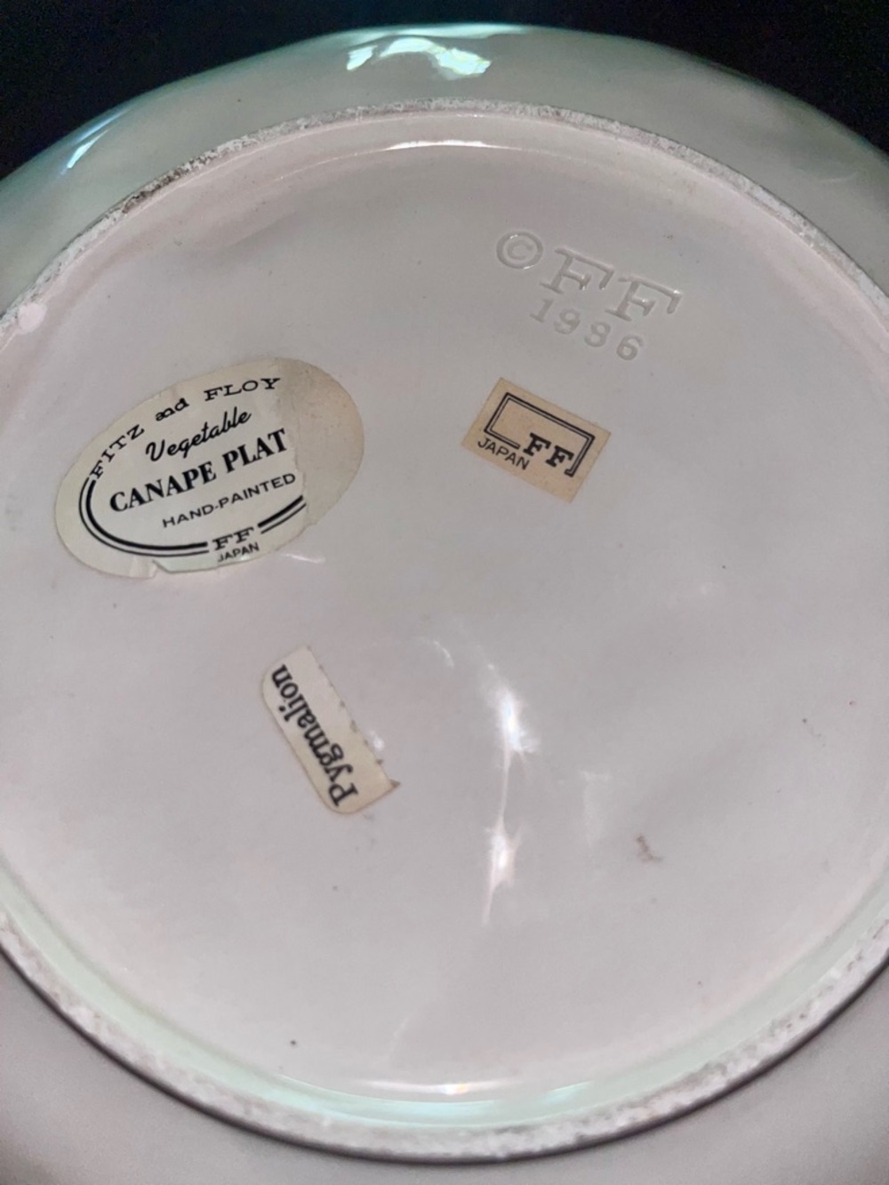 Vintage 1996 Fitz&Floyd pygmalion cabbage leaf canapé plate | hand painted - Picture 6 of 9